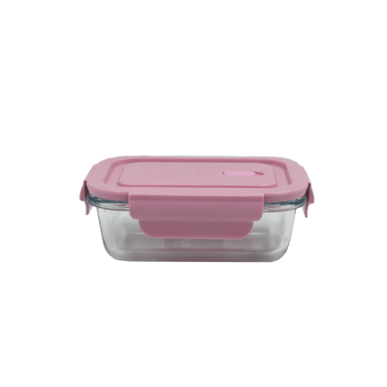 وعاء تخزين طعام زجاجي مستطيل