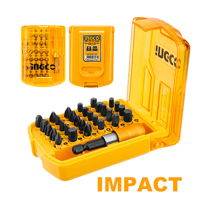 طقم روسيات مفك 30 قطعة IMPACT صناعي بحجم 25 مم، أداء قوي وسهل الاستخدام. من INGCO
