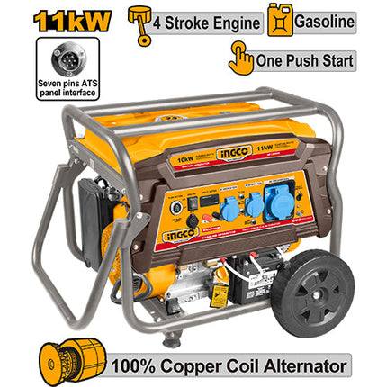 مولد كهرباء 11 KVA صناعي مفتاح مع لوحة ATS انكو، سرعة 3000 دورة وكفاءة تبريد هوائي من INGCO