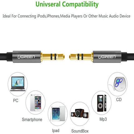 كابل UGREEN 3.5 مم ذكر إلى 3.5 مم ذكر 0.5 متر - 5 متر (أسود) /AV119