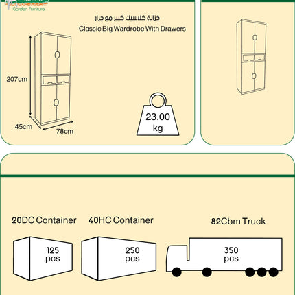 خزانة كلاسيك كبيرة مع درجين لتنظيم منزلك من سامبا