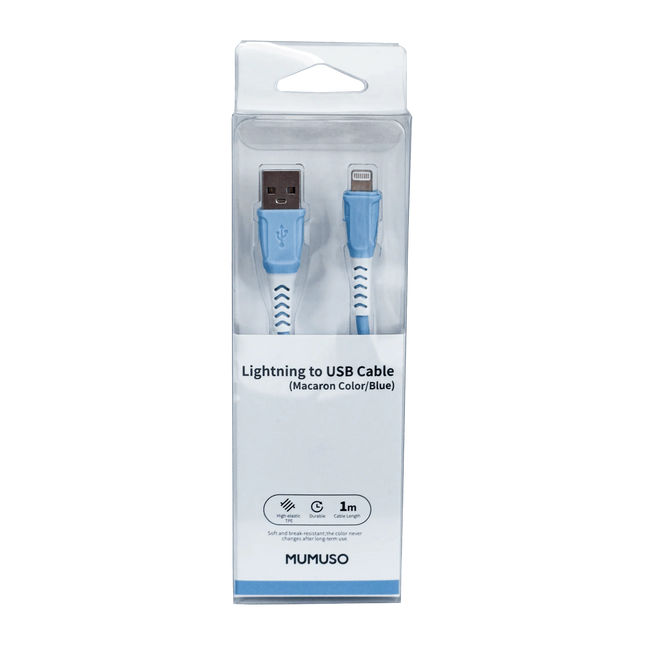 كابل lightning إلى USB (لون معكرون/أزرق)