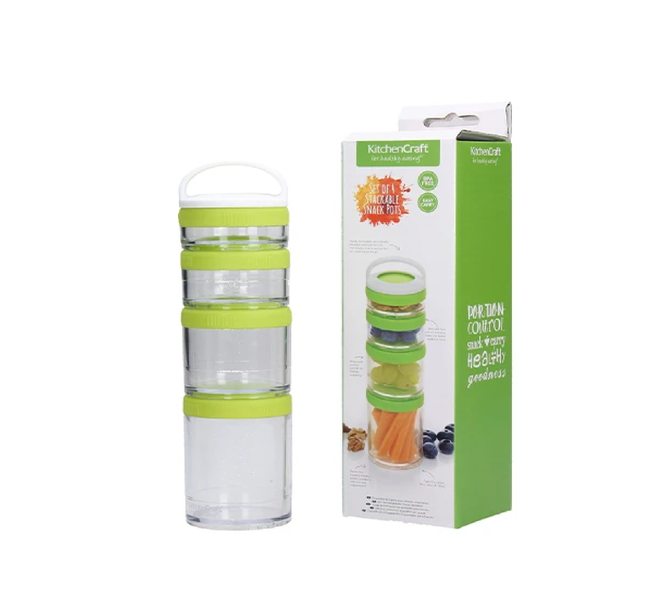 Lily's Home Healthy Thy Eating Stackable Snack Containers Set of 4