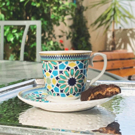 Lily's Home Lilys Cup Ceramic Ceramic Coffee  Cup With Saucer - 6 Pieces