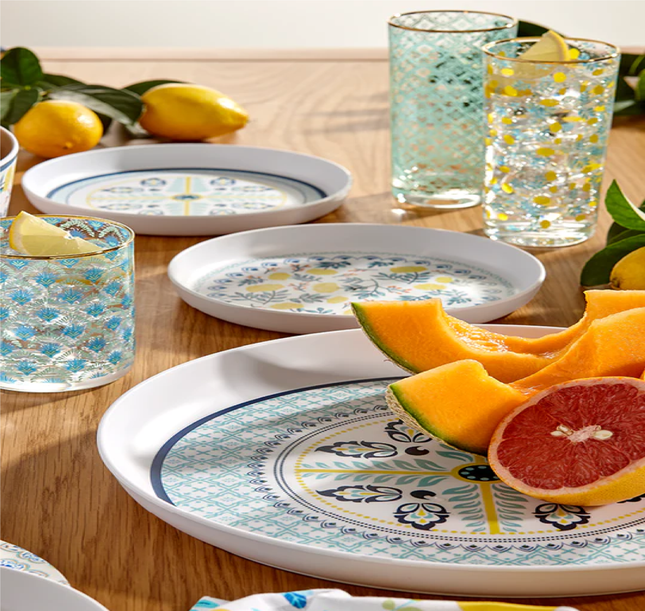 POSITANO TILE MELAMINE ROUND PLATTER