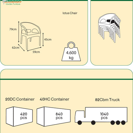 كرسي اللوتس البلاستيكي من سامبا - استخدام داخلي وخارجي