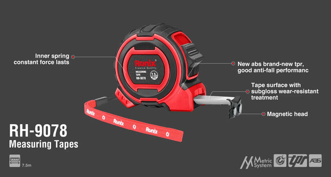متر قياس 7.5متر  RONIX RH-9078
