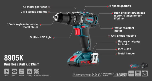 دريل  شحن   RONIX 8905 40V 150N IMP