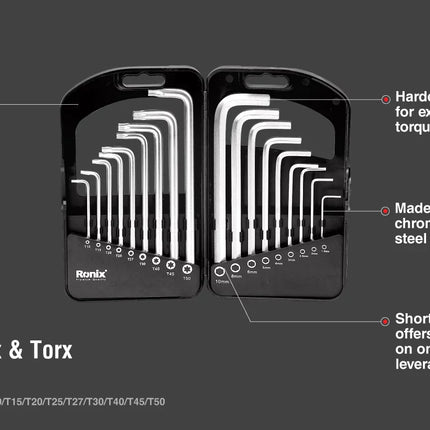 RONIX 18-Piece Torx + Hex Key Set