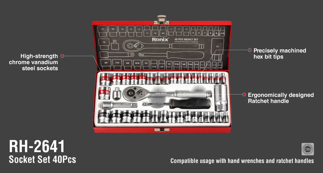 طقم بوكس علبة حديد(40)  RONIX RH-2641