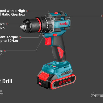 دريل شحن RONIX 8670 20V/60N -IMP