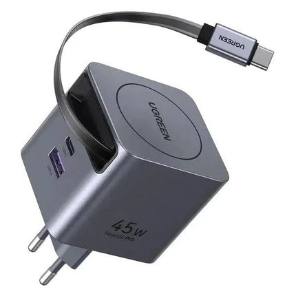شاحن UGREEN بقوة 45 واط بتقنية GaN ومنفذ USB-C - محول شحن سريع بثلاثة منافذ / X614-65822