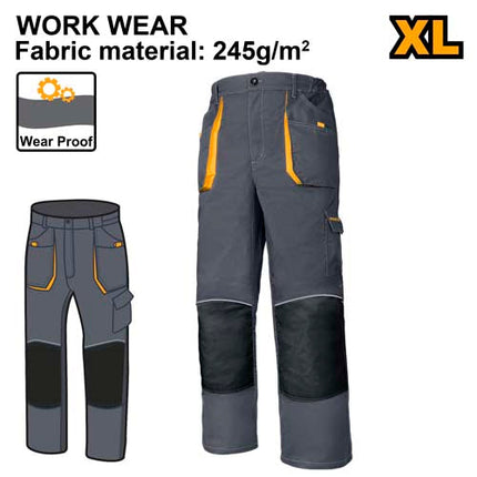 بنطلون عمال ثقيل XL انكو مع جيب واقي للركبة ومقاوم للتآكل بوزن 245 جرام/م² من INGCO