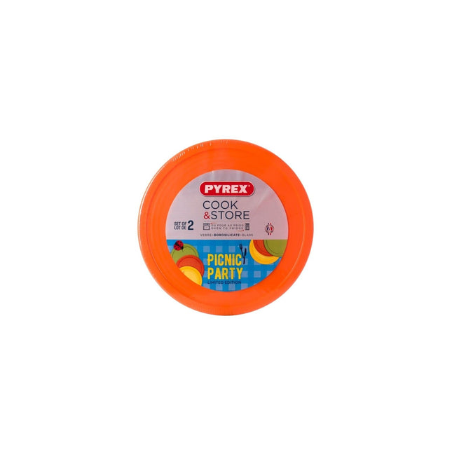 طبق طهي وتخزين بايركس مع غطاء  21 سم + 16 سم