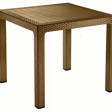 طاولة راتان مربعة بتصميم خشبي من سامبا - مثالية لحديقتك ومنزلك