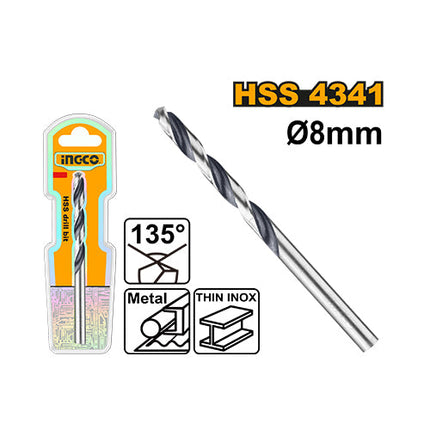 ريش حديد 8 ملم HSS 4341 بزاوية 135° وتحمل عالٍ للاستخدام الشاق من INGCO