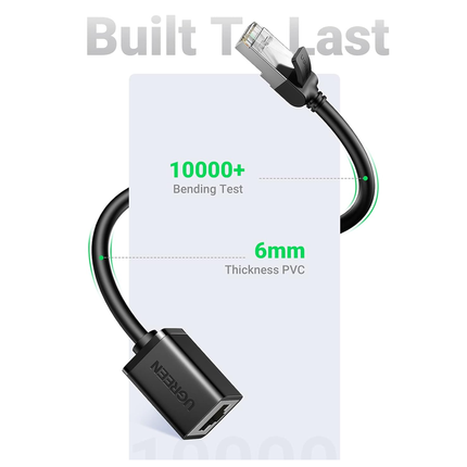 UGREEN Cat 6 F/UTP Ethernet RJ45 Extension Male/Female Patch Cords (Black) | NW112