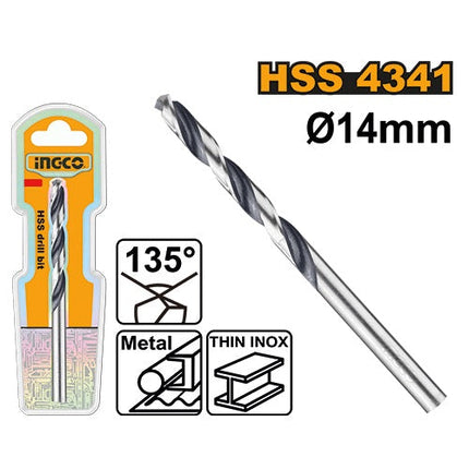 ريشة حديد 14 ملم HSS 4341 من زاوية 135°، مصنوعة من الصلب المقاوم. من INGCO
