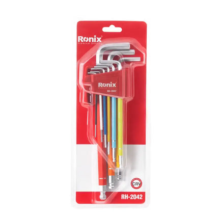 RONIX Long Colored Ball End Hex Key Set