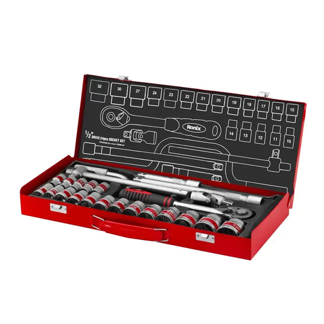 طقم بوكس 24 قطعة حديد 1/2 RONIX RH-2644