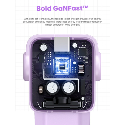شاحن سريع بقوة 65 واط  بثلاثة منافذ لون بنفسجي |Robot.Uno.Purple.CD361.35291(EU)