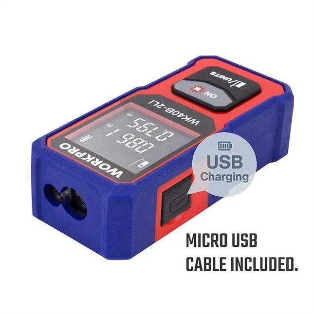 متر قياس المسافة بالليزر القابل لإعادة الشحن WORKPRO 40M (135FT)