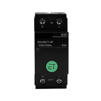 Smart Dual Pole Circuit Breaker (Energy Meter) (36mm / 63A) Black | HAW-03T