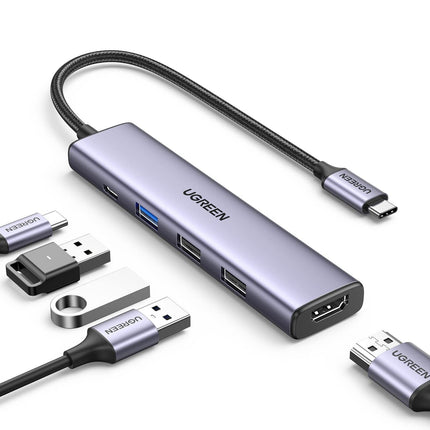 محول من USB-C إلى USB 3.0 بسرعة تصل إلى 5 جيجابت في الثانية + 2xUSB 2.0 بسرعة تصل إلى 480 ميجابت في الثانية + منفذ HDMI 
 + مدخل بي دي 100 وات / 15495