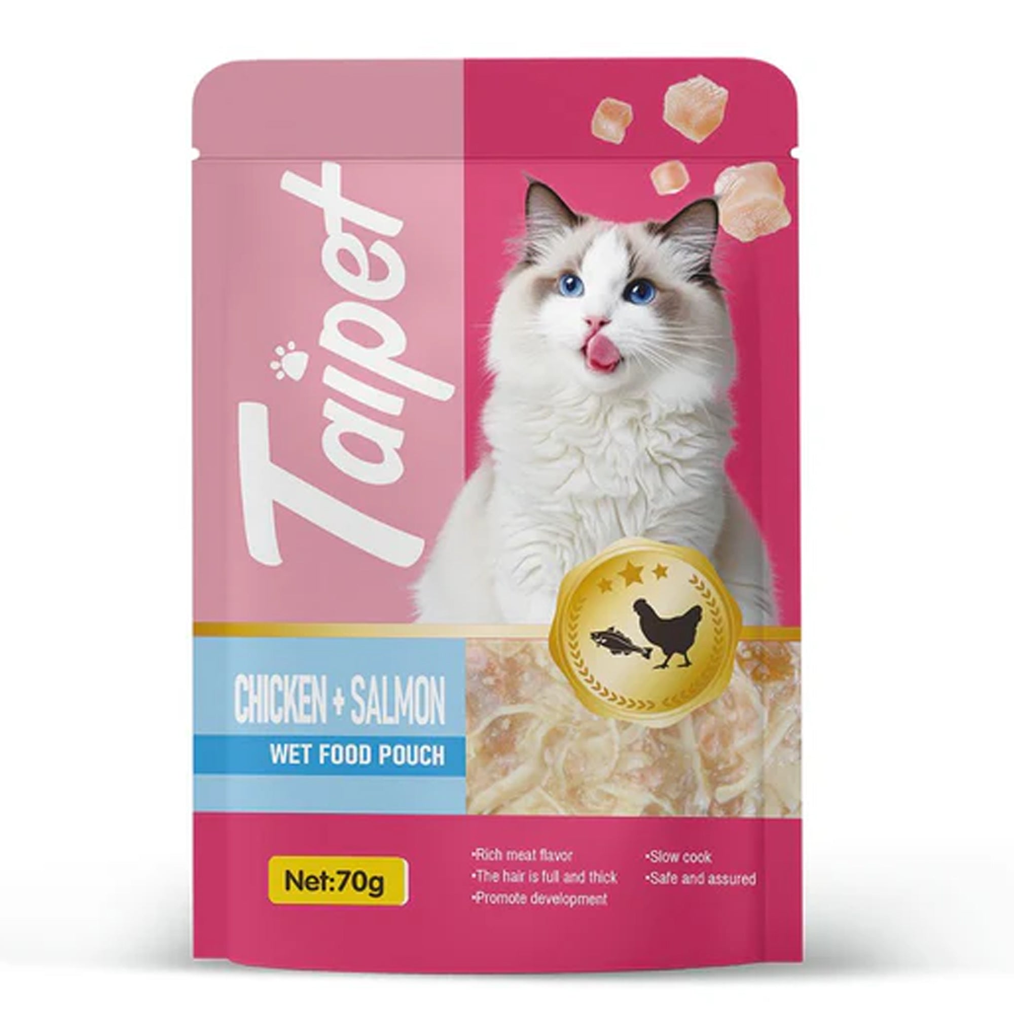 Taipet Cat Wet Food Pouch Chicken & Salmon in Broth-70g |