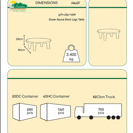 طبلية دائري بلاستيكية أرضية عملية وأنيقة للجلسات المريحة
