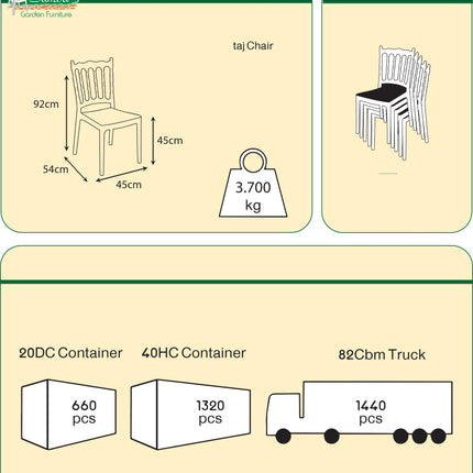 كرسي التاج البلاستيكي المتين للاستخدام الداخلي والخارجي - من سامبا