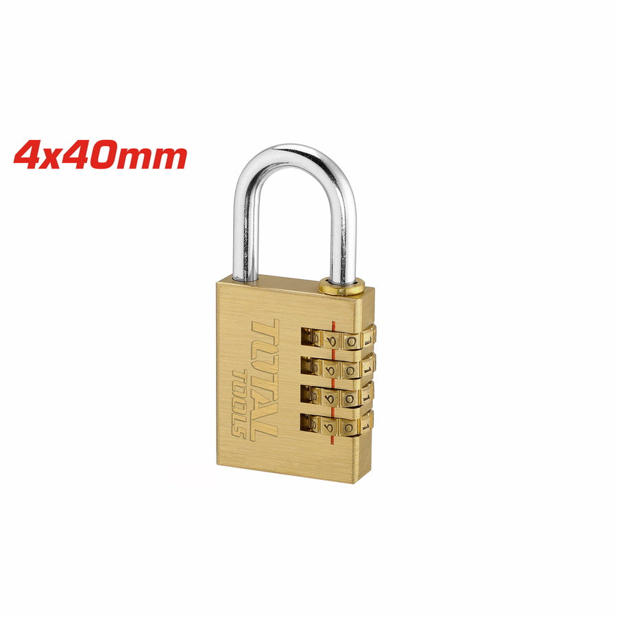قفل نحاسي 4 أرقام 4×40 مم من توتال (TBCK37404) – حماية متطورة | Total