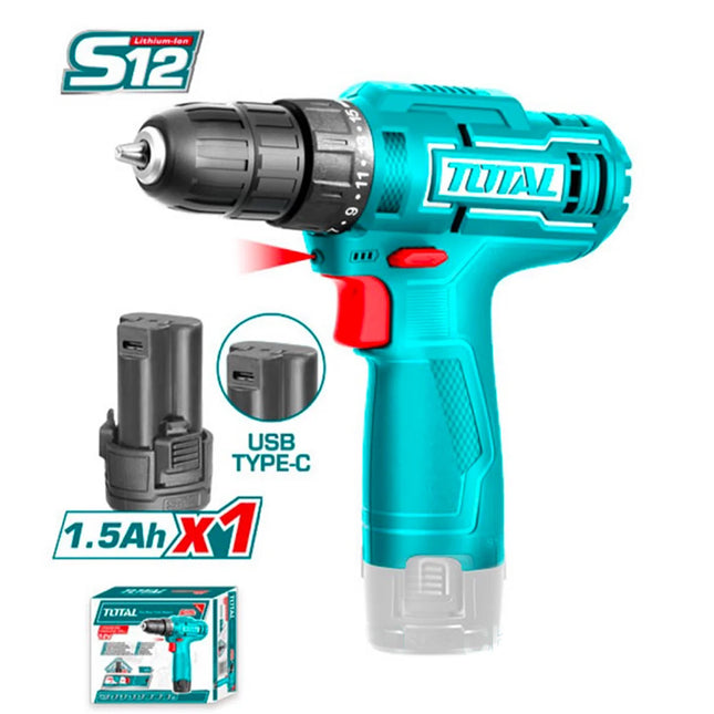 12V Cordless Drill with Total TDLI12428 Battery