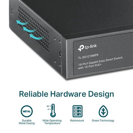 مفتاح تي بي لينك الذكي السهل ذو 18 منفذ جيجابت / TL-SG1218MPE