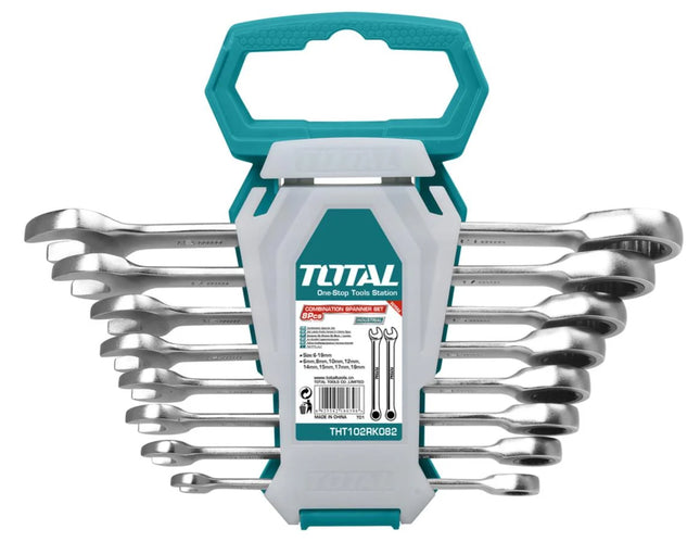 8-Piece Stubby Ratchet Wrench Set 8-19mm Total THT102RK086