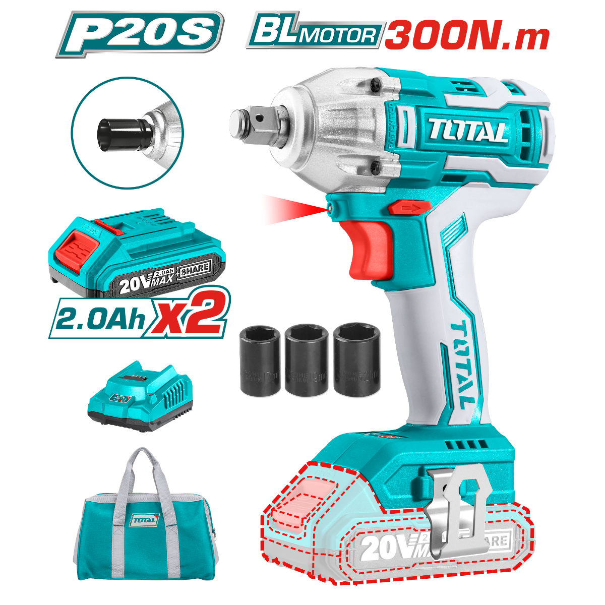 مفتاح العزم اللاسلكي توتال 20V - أداء قوي ودقة عالية | Total مفتاح العزم اللاسلكي توتال 20V - أداء قوي ودقة عالية | Total