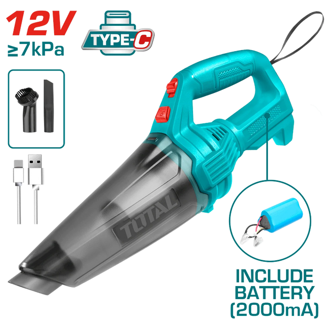 Car Vacuum Cleaner, 12V, Total TVLI2026, Type-C