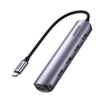 محول USB-C إلى 4 منافذ USB 3.0 بسرعة تصل إلى 5 جيجابت في الثانية + HDMI + بي دي بورت / 20197