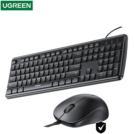 طقم لوحة مفاتيح وماوس سلكي صامت من UGREEN، تخطيط أمريكي/أوروبي - أسود / (65777) MK331