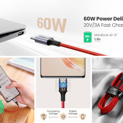 Ugreen USB-C 2.0 Male To USB-C 2.0 Male 3A Data Cable 1M/ 60186