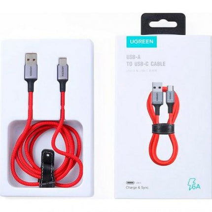 كيبل يوجرين USB 2.0 إلى تايب سي 6 أمبير من سبائك الألومنيوم 1 متر (أحمر) | 20527