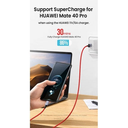 كيبل يوجرين USB 2.0 إلى تايب سي 6 أمبير من سبائك الألومنيوم 1 متر (أحمر) | 20527