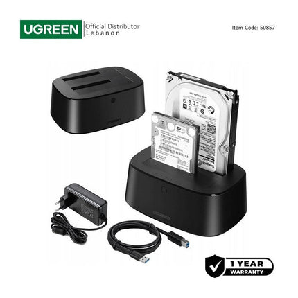يوجرين - جهاز نسخ الأقراص الصلبة بمنفذ USB 3.0 إلى SATA ثنائي الفتحات - CLONER EU / 50857