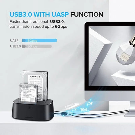 يوجرين - جهاز نسخ الأقراص الصلبة بمنفذ USB 3.0 إلى SATA ثنائي الفتحات - CLONER EU / 50857