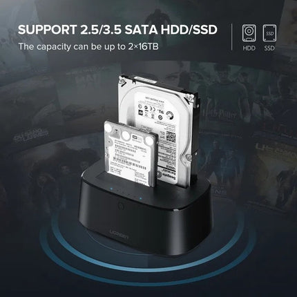 يوجرين - جهاز نسخ الأقراص الصلبة بمنفذ USB 3.0 إلى SATA ثنائي الفتحات - CLONER EU / 50857