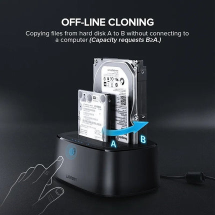 يوجرين - جهاز نسخ الأقراص الصلبة بمنفذ USB 3.0 إلى SATA ثنائي الفتحات - CLONER EU / 50857