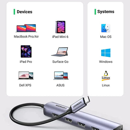 محول USB-C إلى 4 منافذ USB 3.0 بسرعة تصل إلى 5 جيجابت في الثانية + HDMI + بي دي بورت / 20197