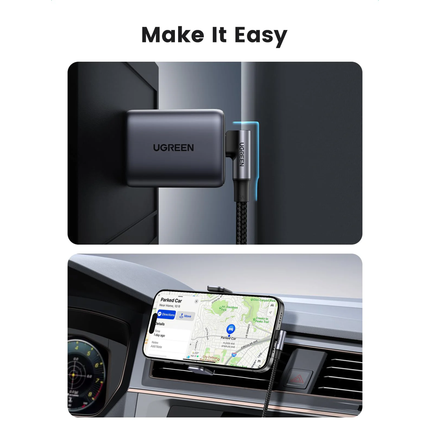 كابل شحن سريع من نوع USB-C إلى USB-C بزاوية قائمة من UGREEN بقوة 100 واط / US334