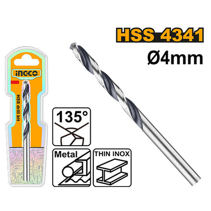 ريش حديد 4 ملم HSS 4341 بزاوية 135° لprecision حفر دقيق وتصميم متميز من INGCO
