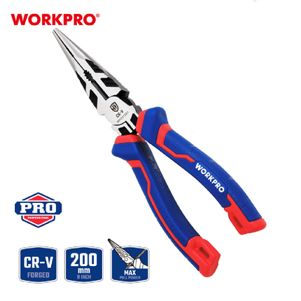WorkPro 8-inch 200mm Long Nose Industrial Pliers (WP231021)